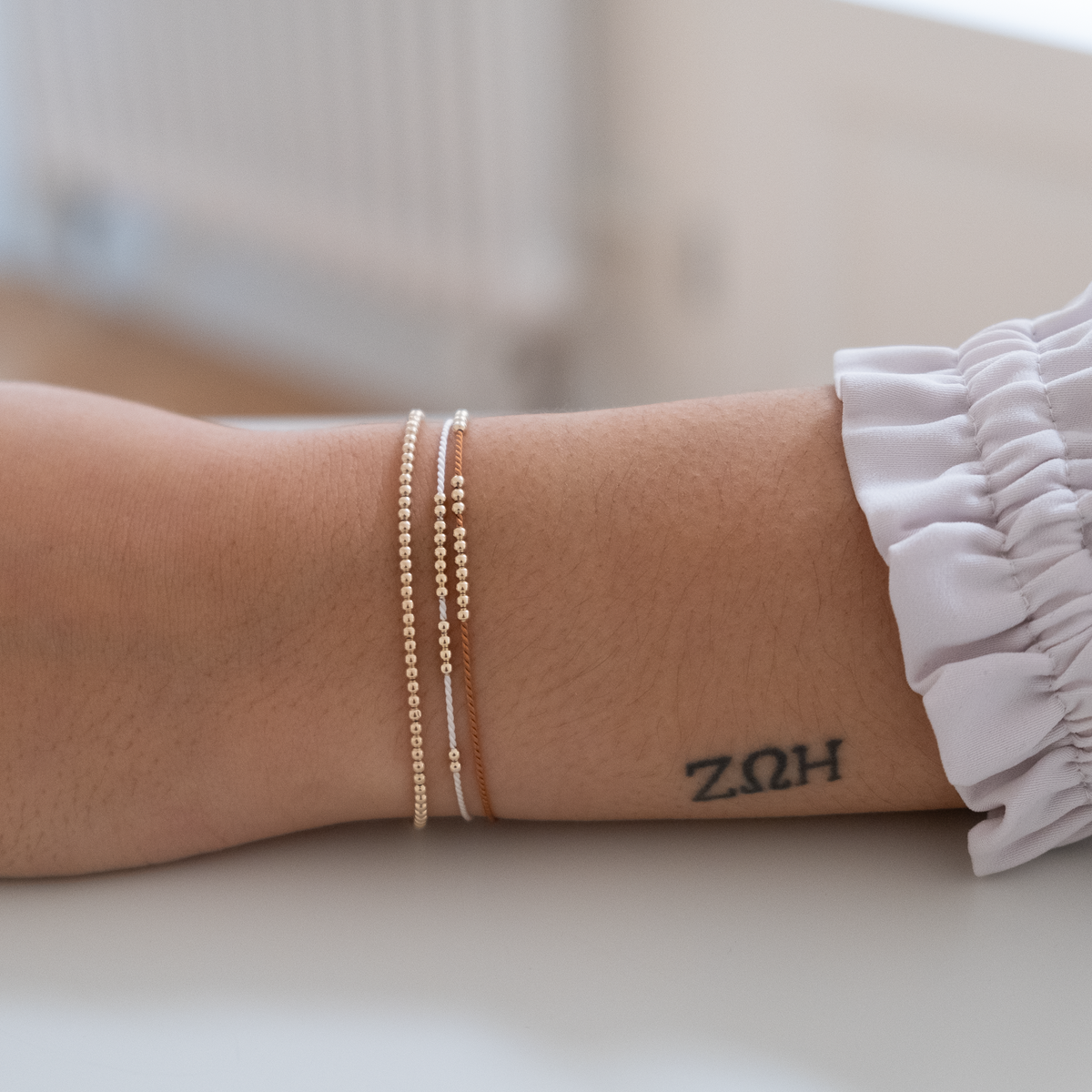 14k Rose Gold Silk bead bracelet