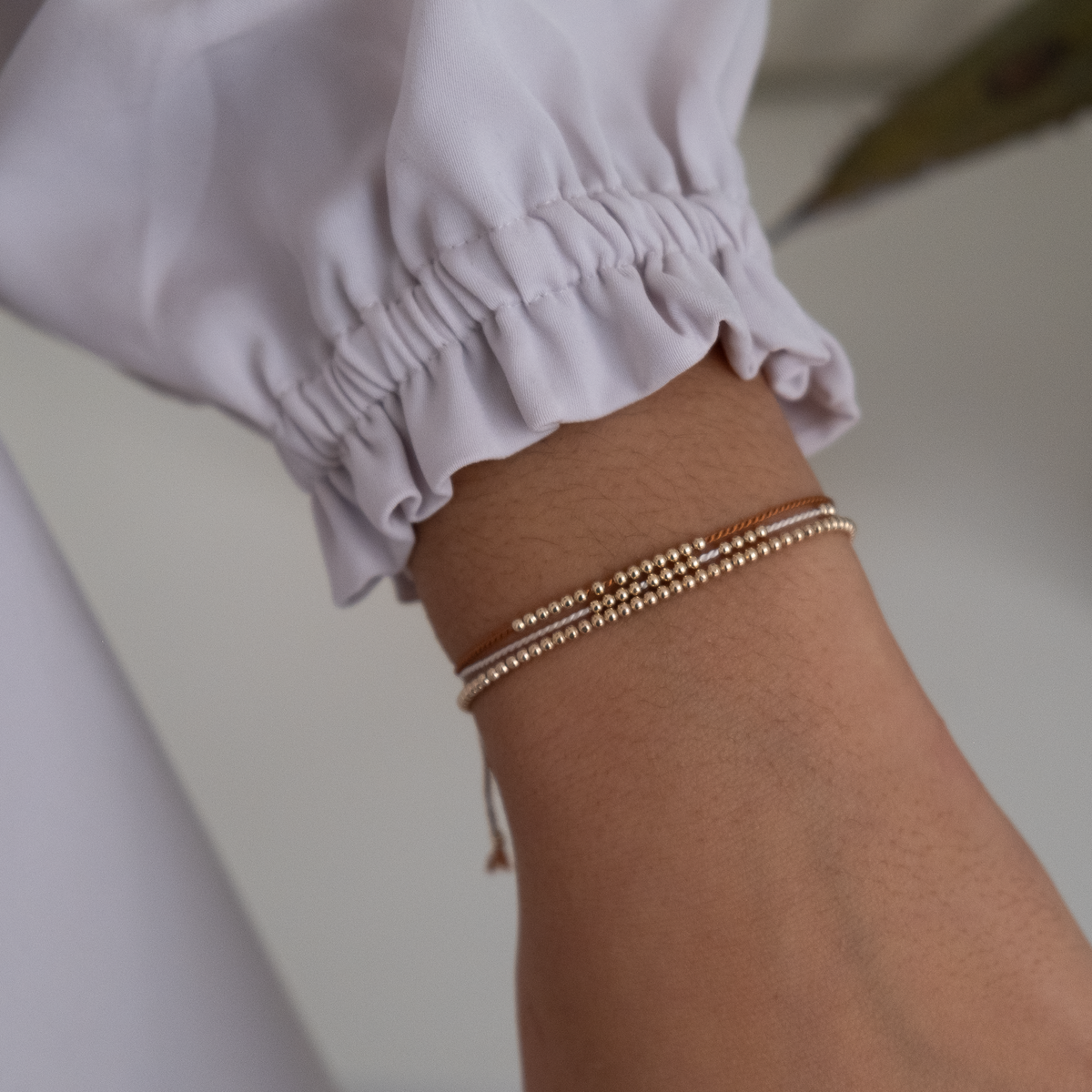 14k Rose Gold Silk bead bracelet