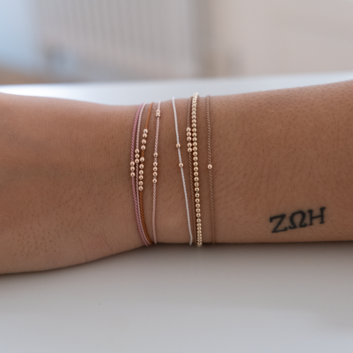 14k Rose Gold Silk bead bracelet