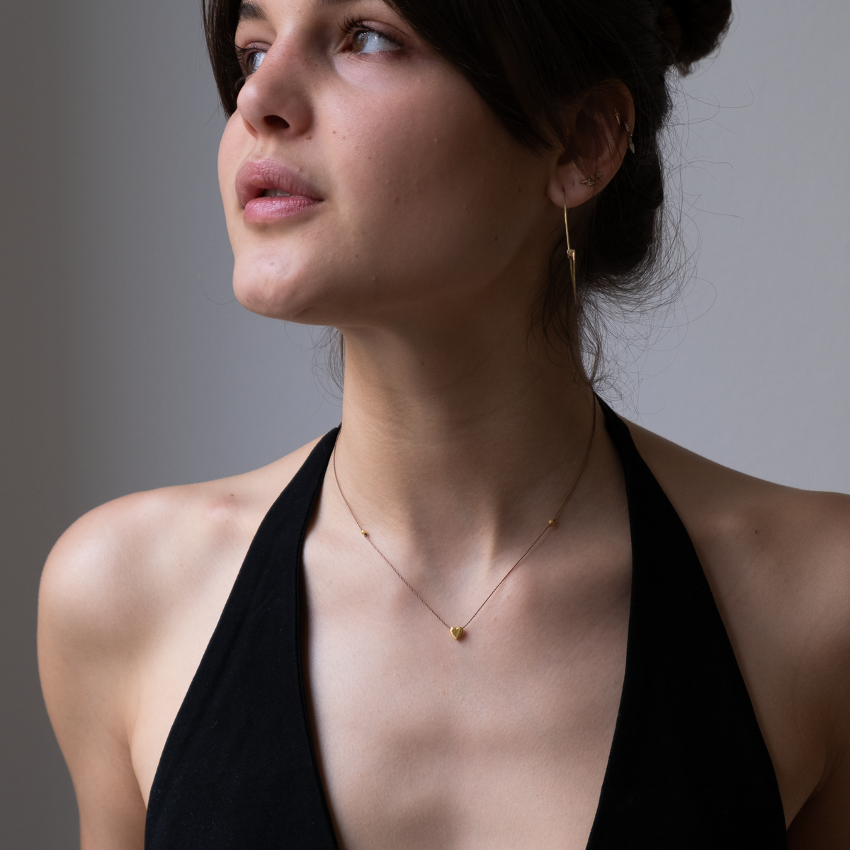 14k gold Heart Slider on Silk necklace