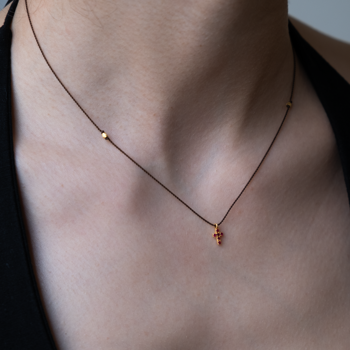 14k gold Tiny Ruby cross