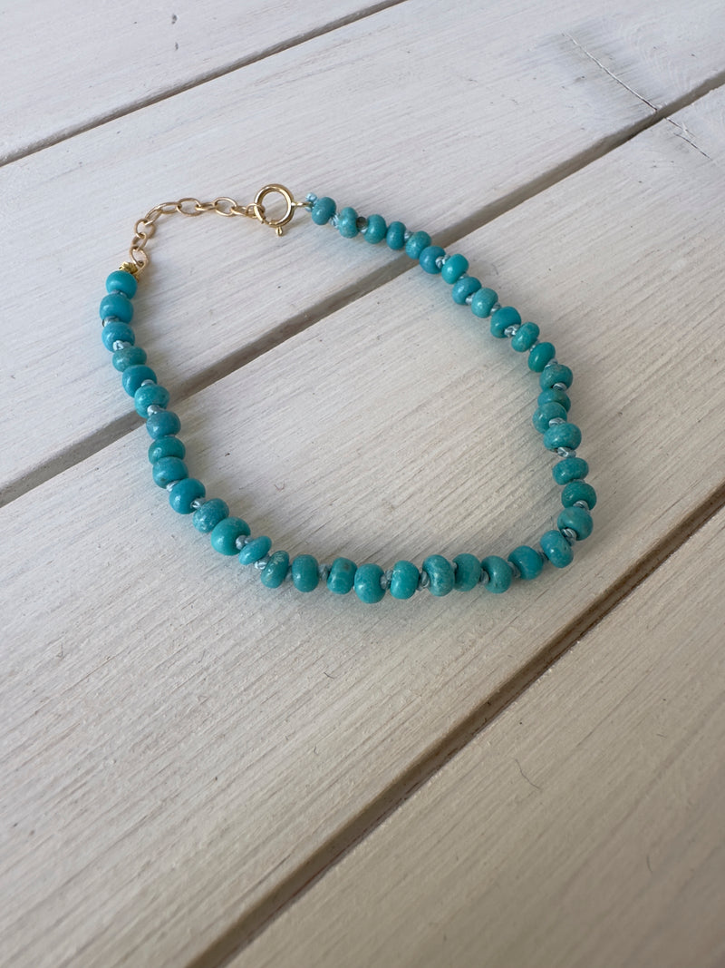 Knotted Turquoise bracelet OOAK