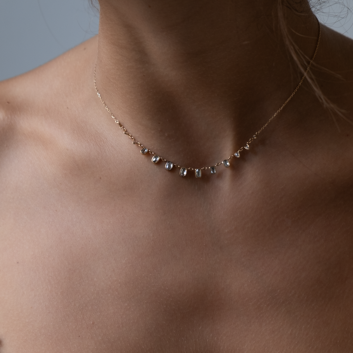 Slices of the Universe Rose cute Grey Diamond Necklace