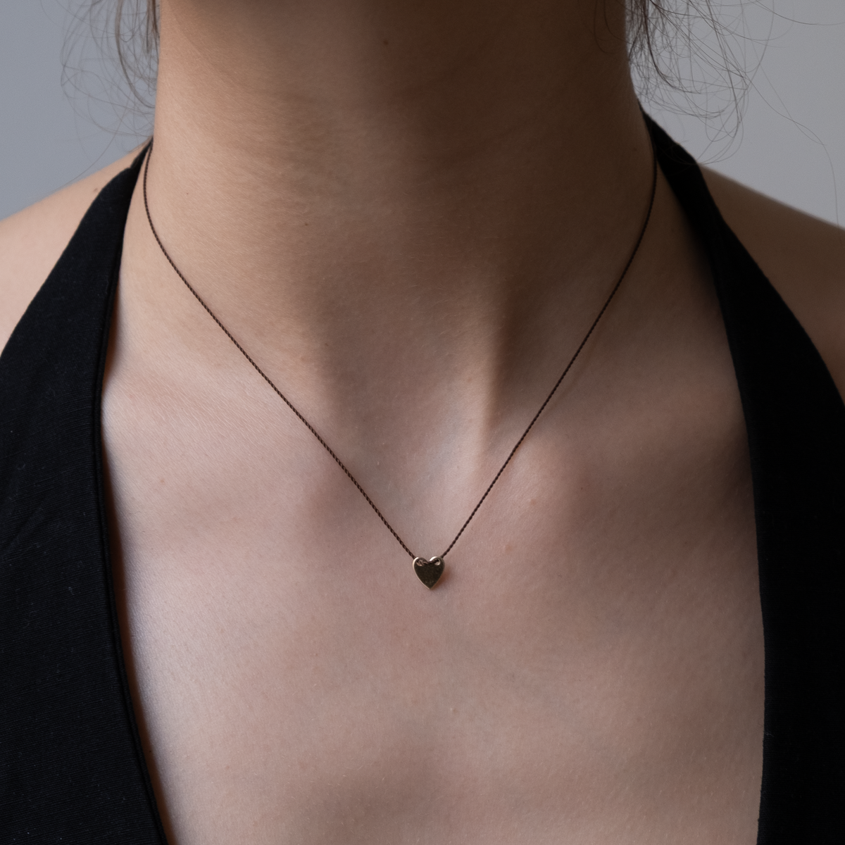 14k gold Silk sliding heart necklace