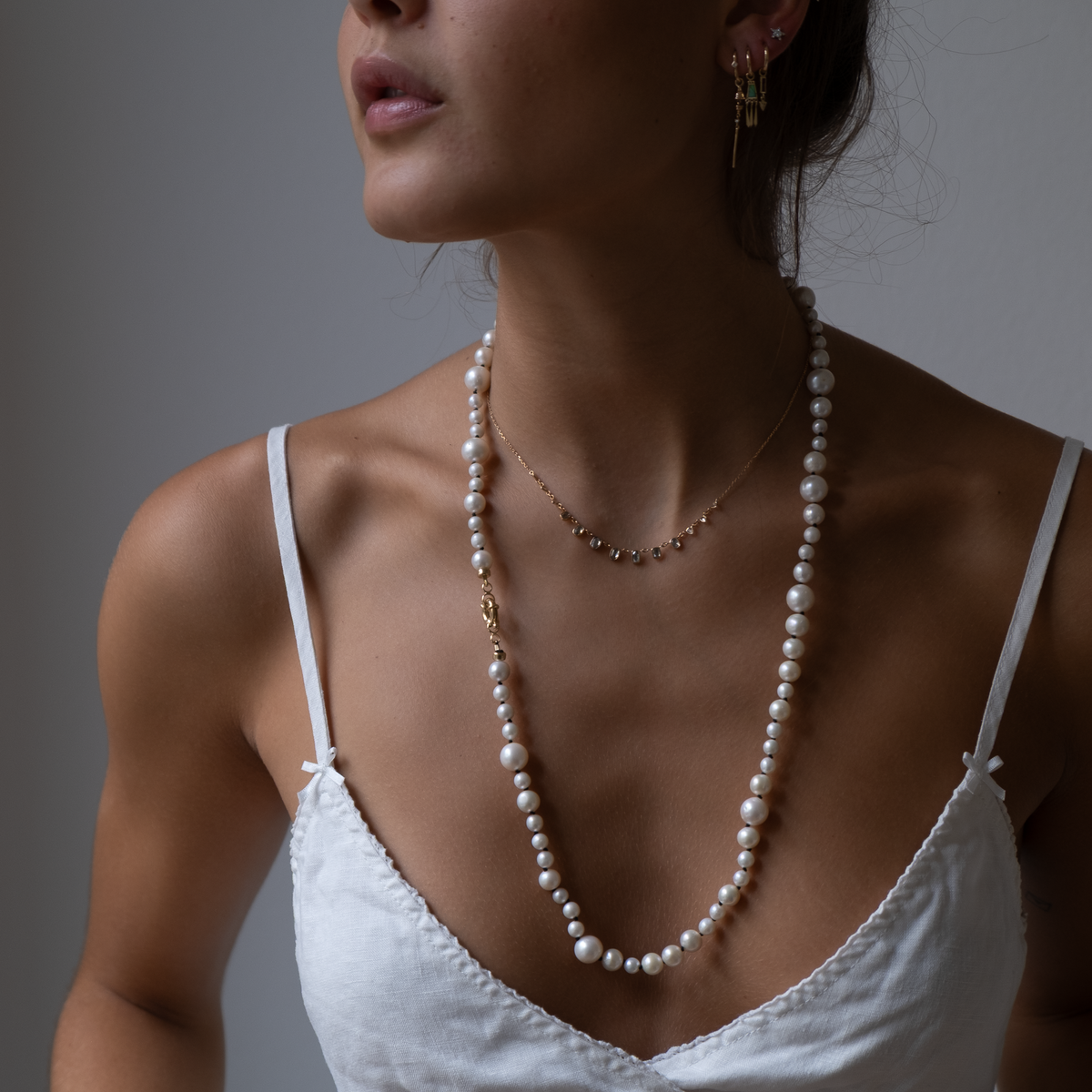 14k Gold Knotted Pearl necklace 6-10mm