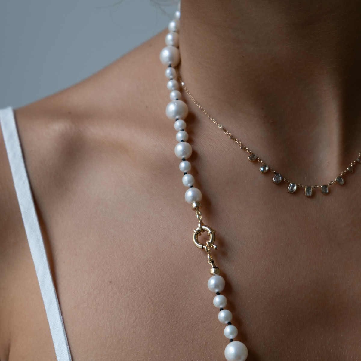 14k Gold Knotted Pearl necklace 6-10mm