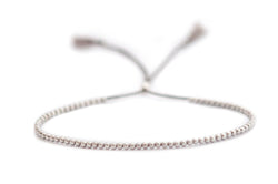 Delicate 14k solid White Gold beaded friendship bracelet - Vivien Frank Designs