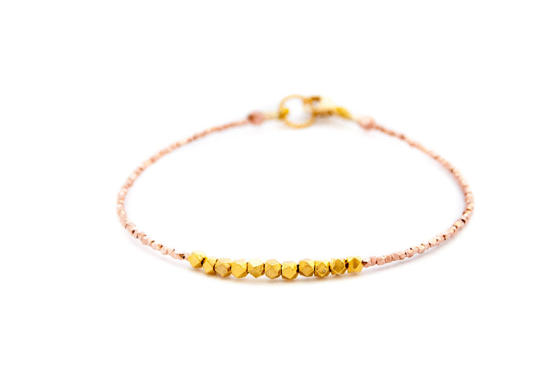 Nugget bracelet - gold on rose gold vermeil - Vivien Frank Designs