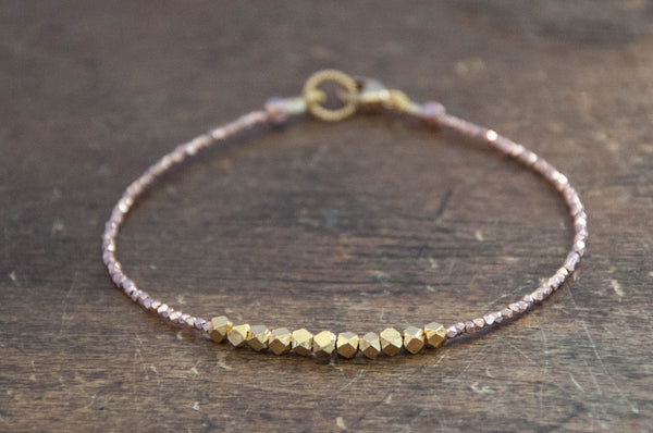 Nugget bracelet - gold on rose gold vermeil - Vivien Frank Designs
