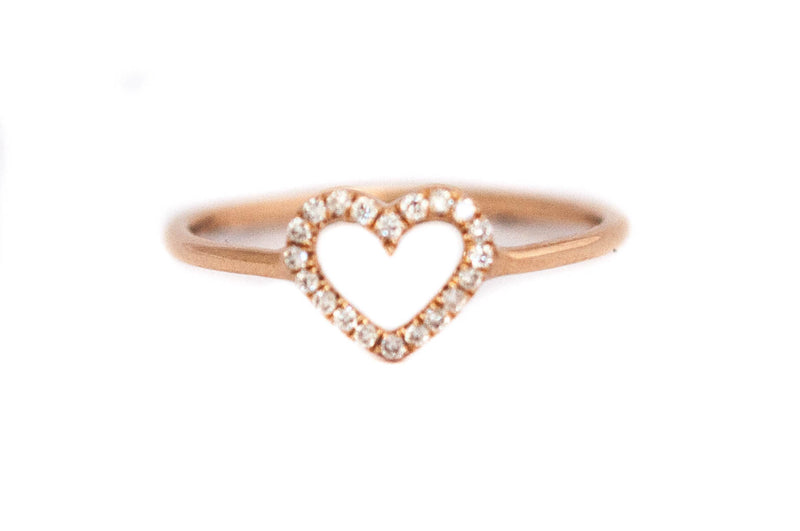 Heart ring with Diamonds and 18k solid gold - Vivien Frank Designs