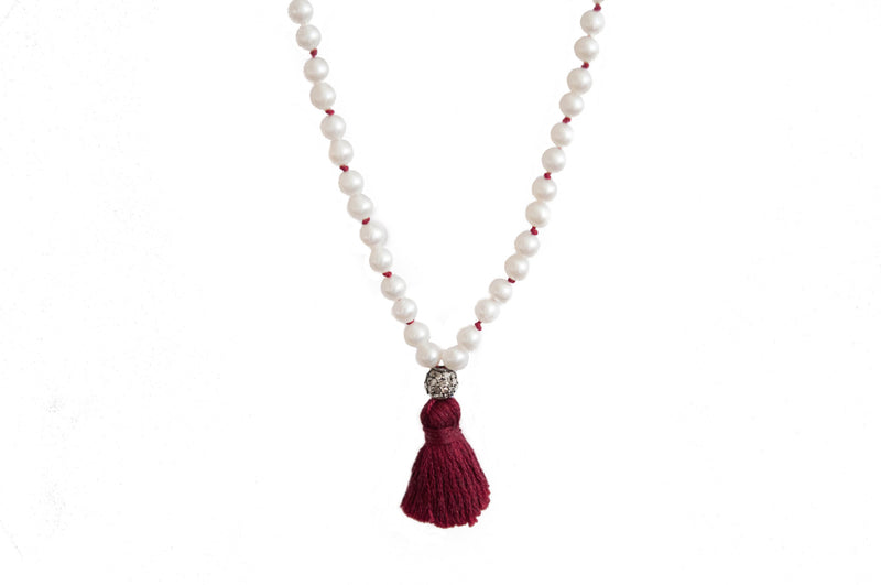 Long Necklace with Pearls and diamond - Vivien Frank Designs