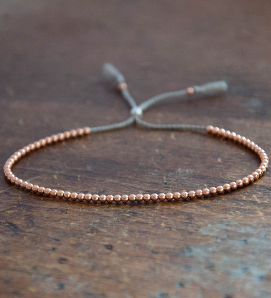 Delicate 14k solid Rose Gold beaded bracelet Vivien Frank Designs
