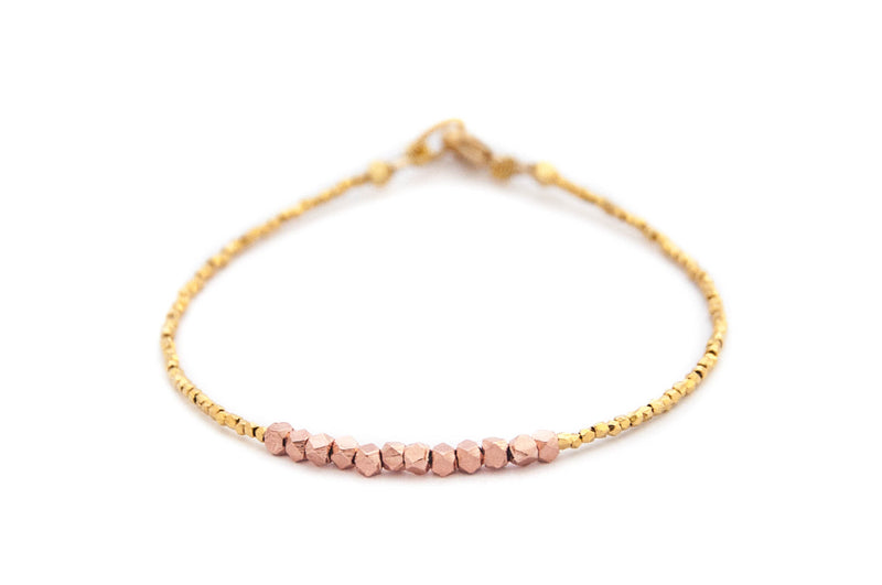 Nugget bracelet -rose gold on gold vermeil - Vivien Frank Designs