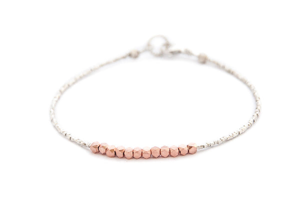 Nugget bracelet-rose gold on pure silver - Vivien Frank Designs