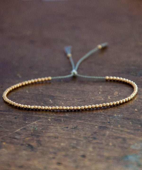 Gold beaded bracelet in 10k solid gold - Vivien Frank Designs