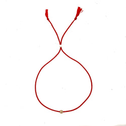 Simple Red String Bracelet with 14k gold bead