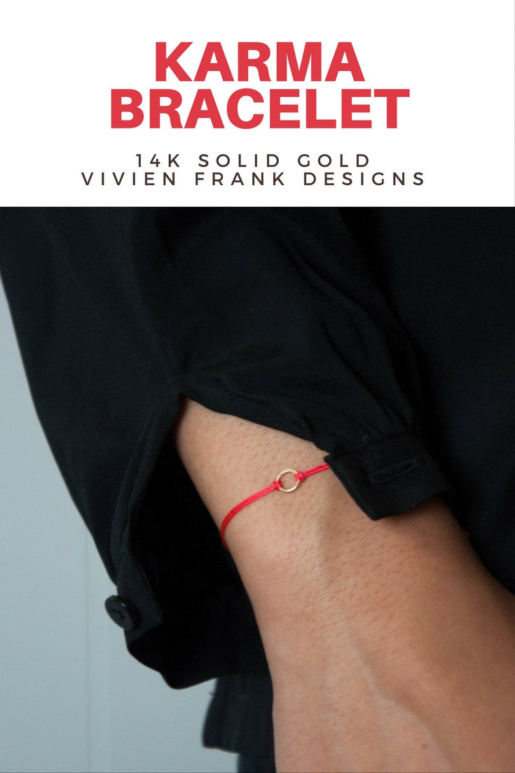 Dainty 14k gold Karma Bracelet - Vivien Frank Designs