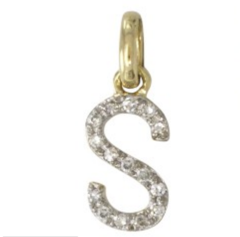 14k solid gold Diamond Initial Necklace A-Z - Vivien Frank Designs