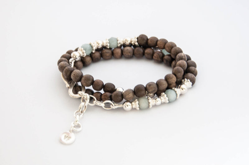 Triple wrap wood bead bracelet - Vivien Frank Designs