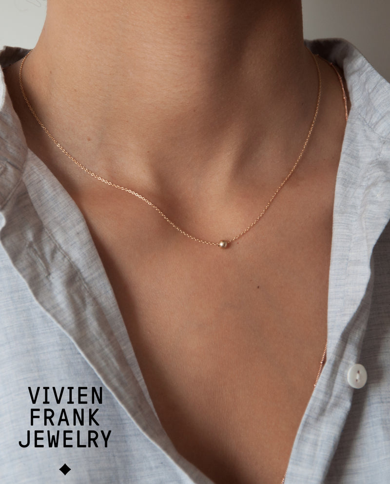 Minimalist Ball Necklace in 14k Gold - Vivien Frank Designs