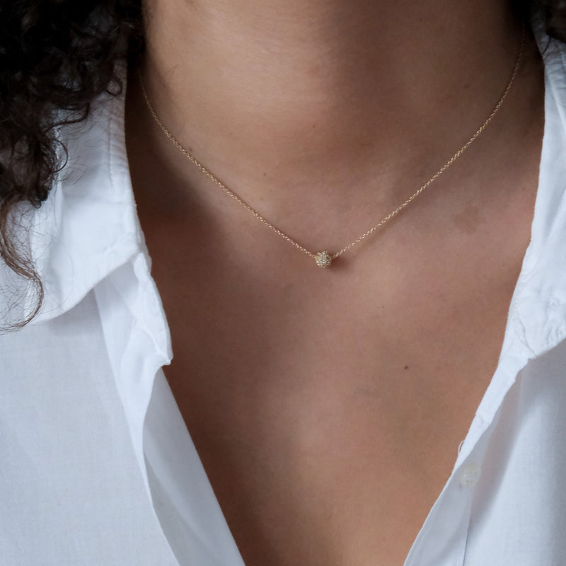 Pavé Ball Necklace in 14k gold