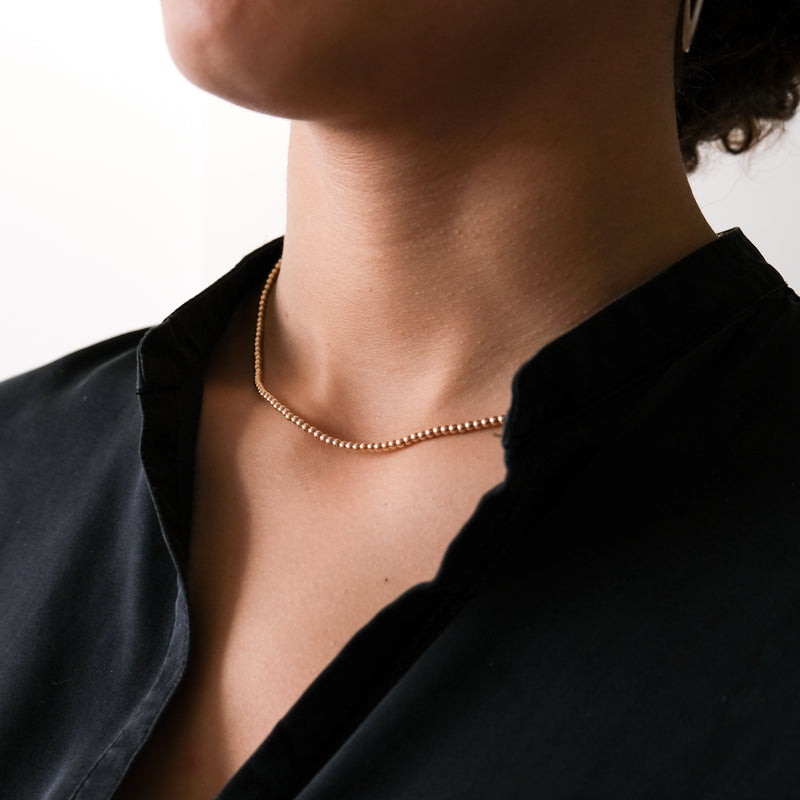 Gold Beaded Ball Necklace - Vivien Frank Designs