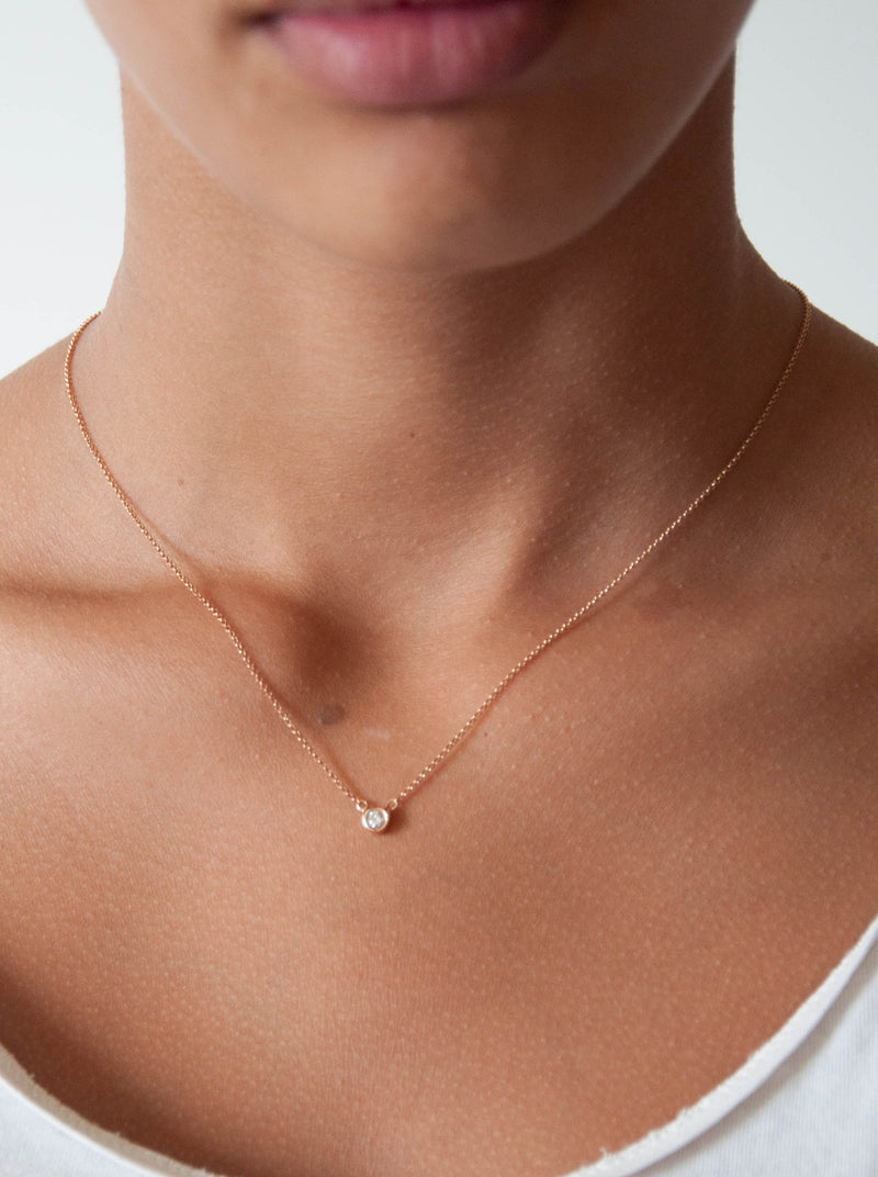 Diamond Solitaire Necklace in 18k solid gold - Vivien Frank Designs