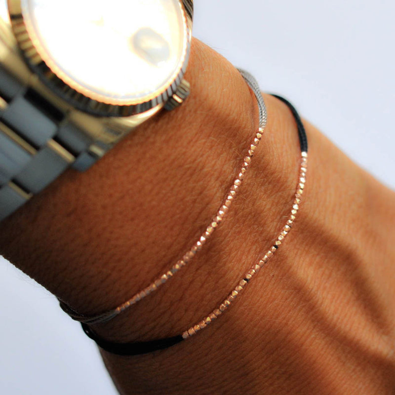 Rose gold and Gray silk friendship bracelet - Vivien Frank Designs