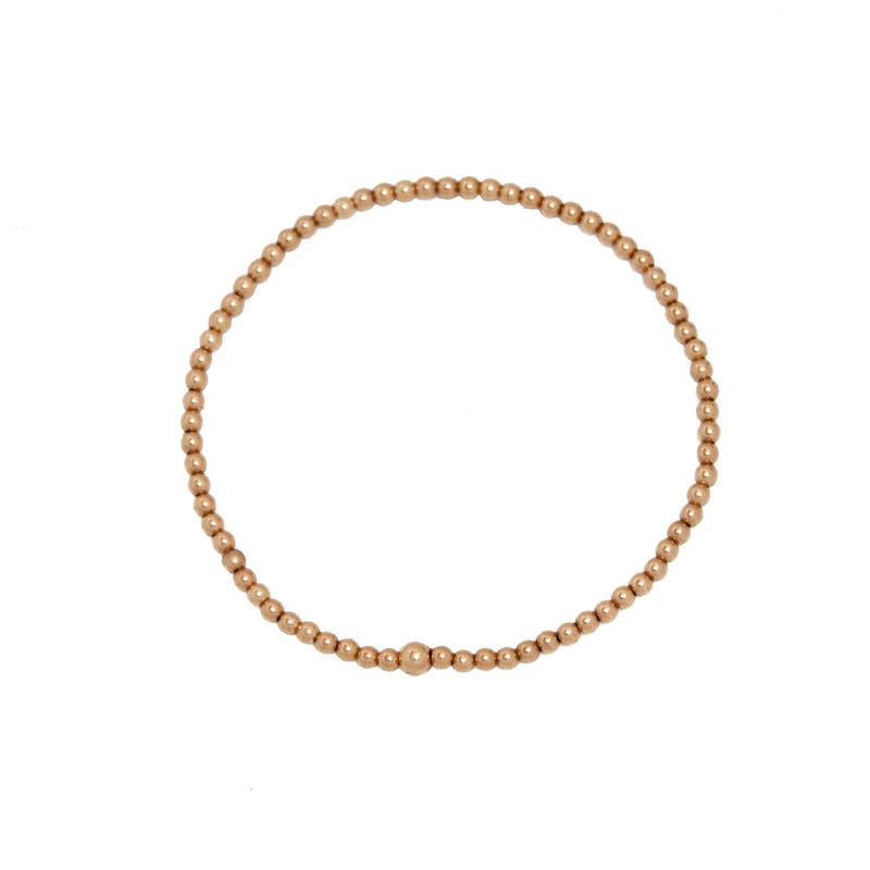 14k Gold Bead Bracelet - stretch elastic - Vivien Frank Designs