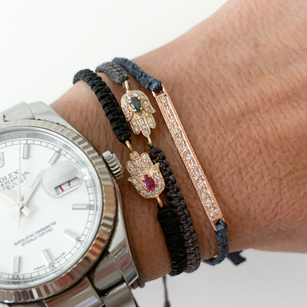 Gold Hamsa Bracelet with Ruby - Vivien Frank Designs