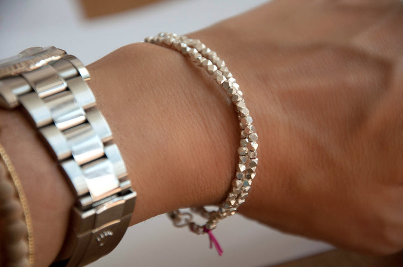Faceted nugget wrap bracelet - Vivien Frank Designs