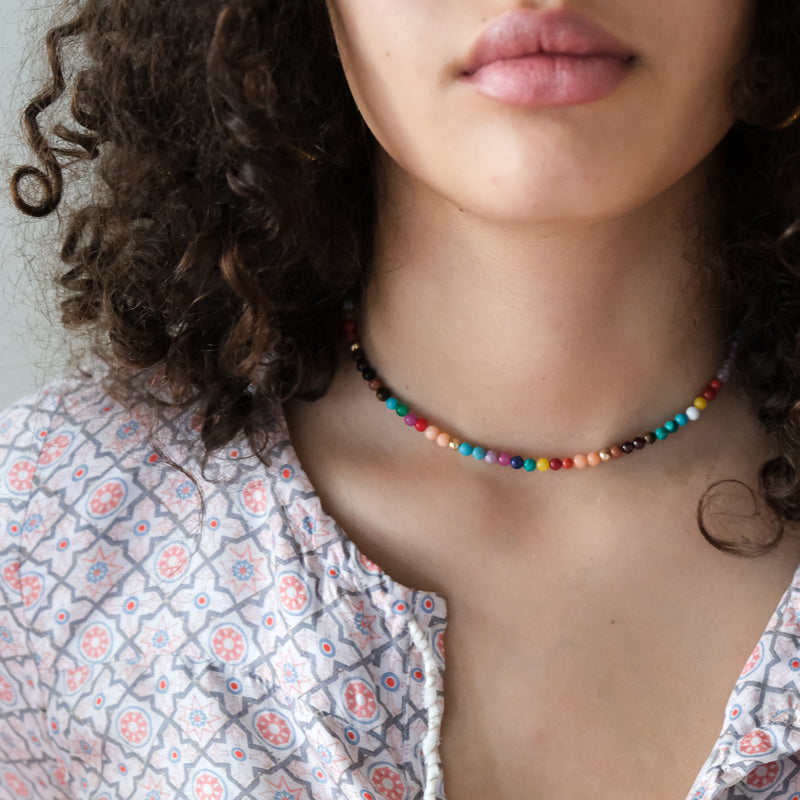 Rainbow Gemstone Necklace 14k