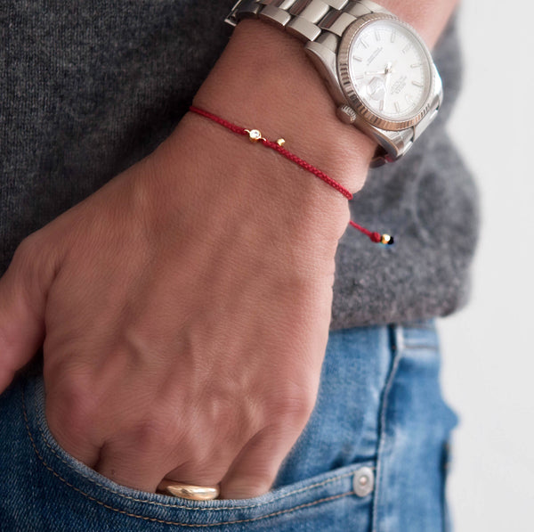 Braided Diamond Friendship Bracelet -Red String