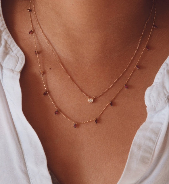 Diamond Solitaire Necklace in 18k solid gold - Vivien Frank Designs