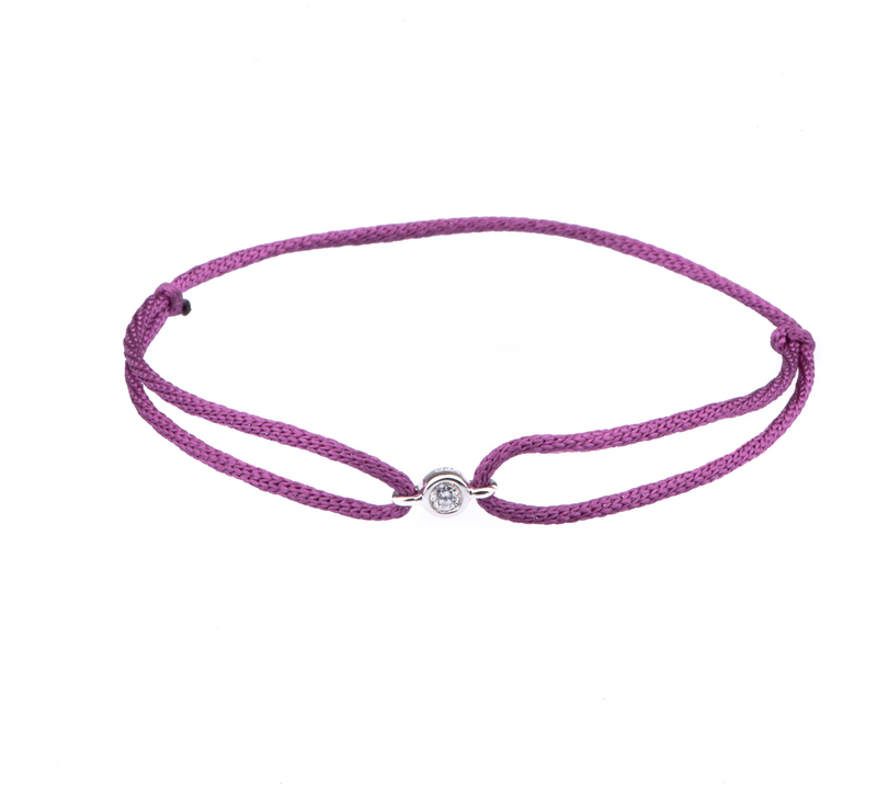 Diamond solitaire adjustable silk bracelet - Vivien Frank Designs