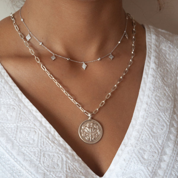 Diamond Dangle Necklace in 14k gold - Vivien Frank Designs