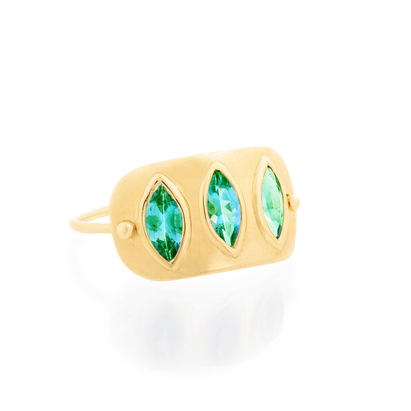 Triple Marquise Ring Emerald