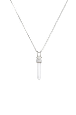 Quartz pencil with marquise diamond charm
