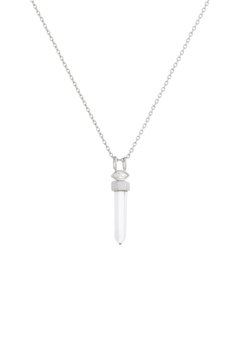 Quartz pencil with marquise diamond charm