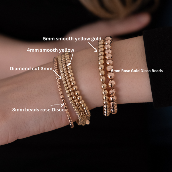 14k Rose Gold Disco Bead Bracelet