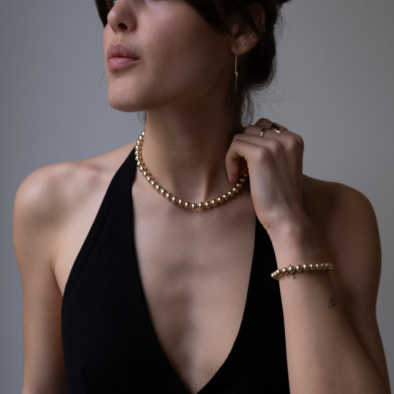 Chunky Gold Beaded Ball Necklace