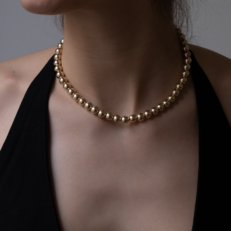 Chunky Gold Beaded Ball Necklace