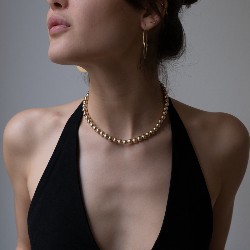 Chunky Gold Beaded Ball Necklace
