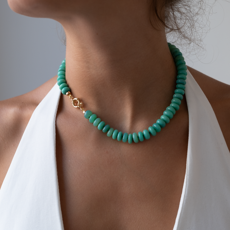 Green Chrysoprase Choker gemstones necklace