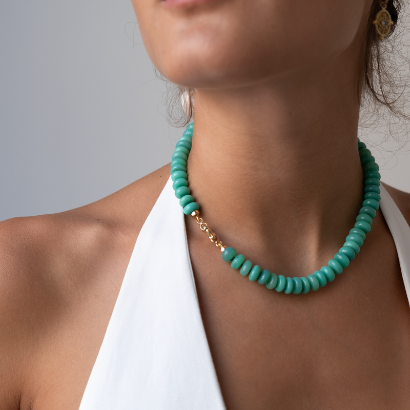 Green Chrysoprase Choker gemstones necklace