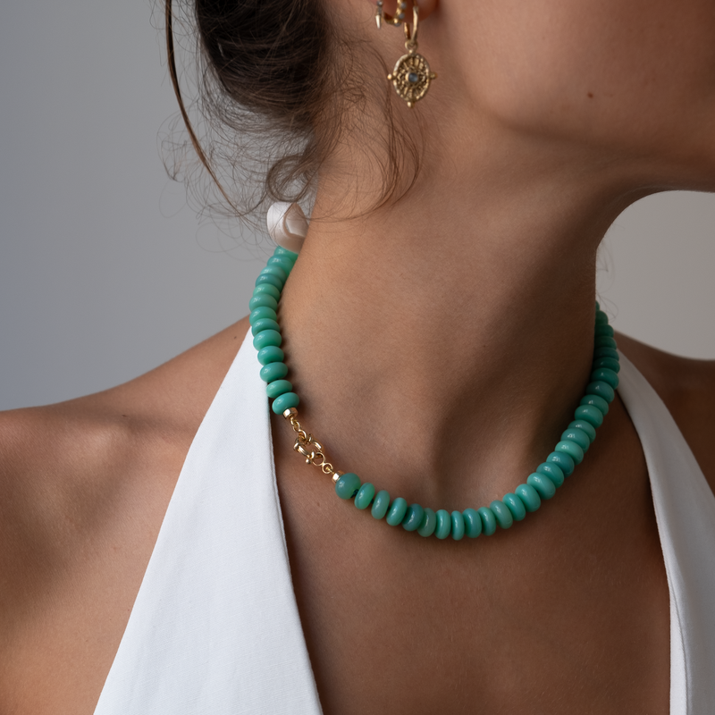 Green Chrysoprase Choker gemstones necklace