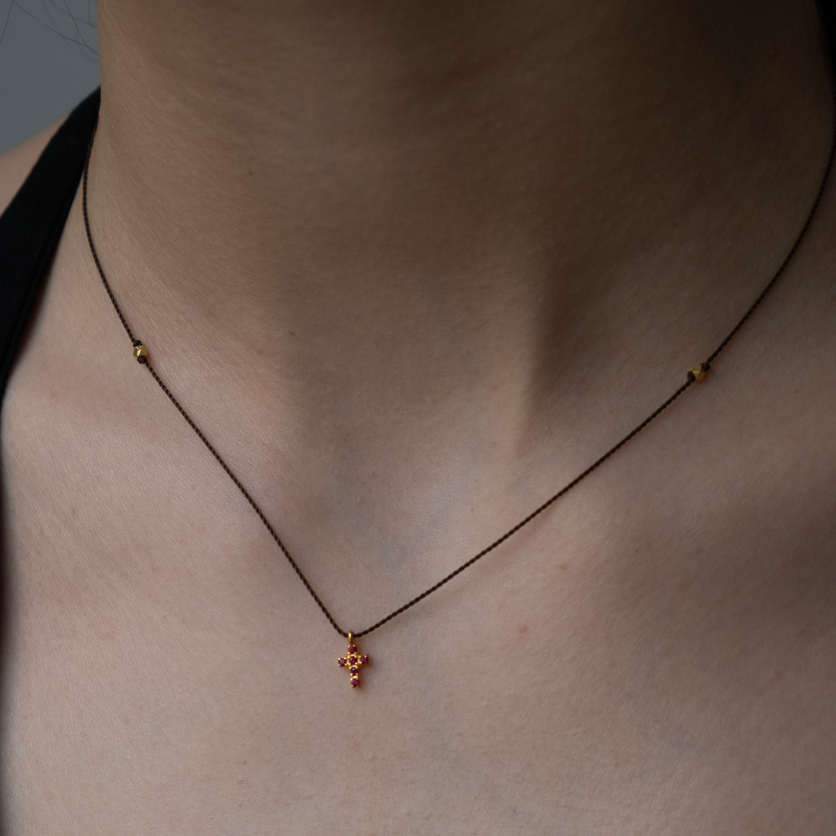 14k gold Tiny Ruby cross