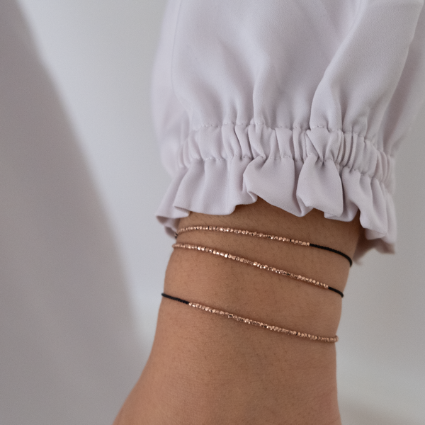 Delicate Rose gold silk bracelet