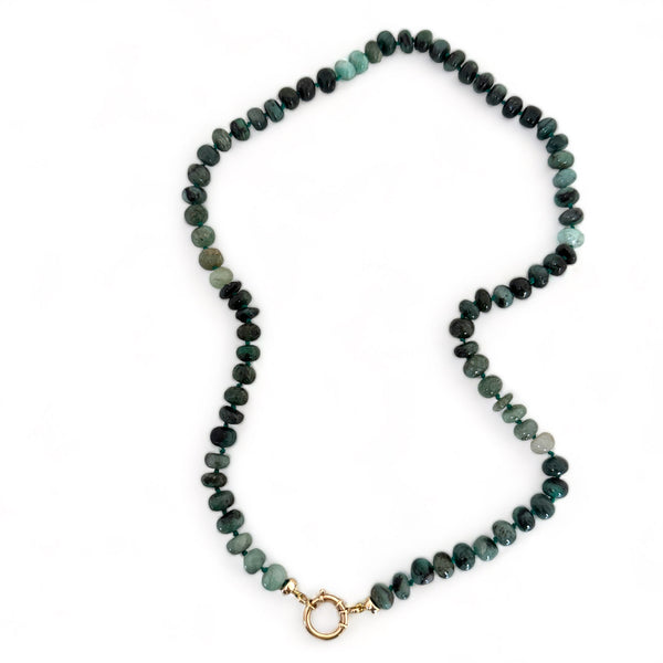 14k gold natural Emerald gemstone necklace