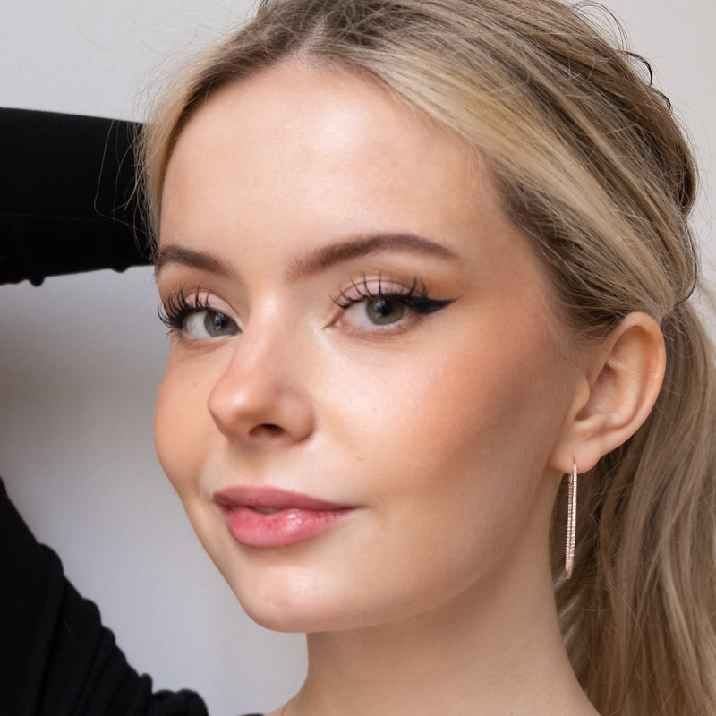 Diamond Hoop Earrings 18k Rose Gold Front to Back 40mm